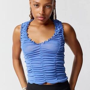 Urban Outfitters Ruched Blue Tank Top